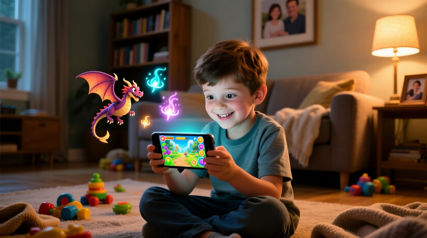 Ребенок играет на телефоне